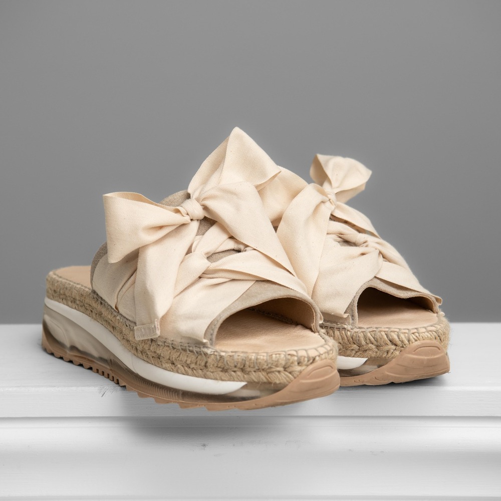Free People Platform Espadrille Sandals Sz 8 Bow CottageCore Boho Minimalist